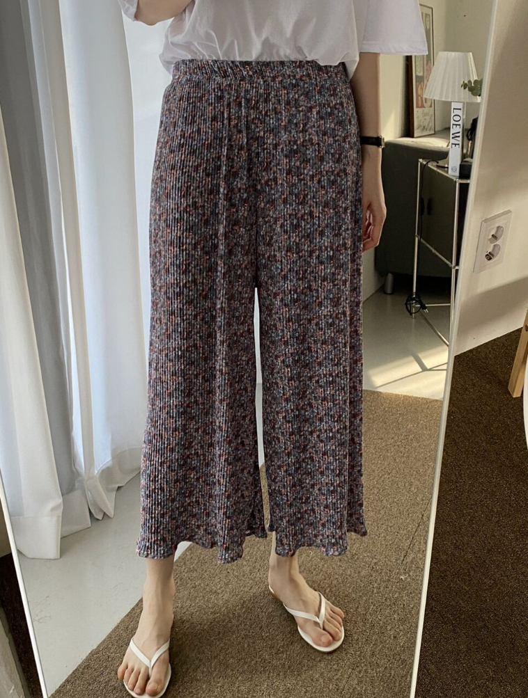 1+1 Retro Floral Pleated Pants