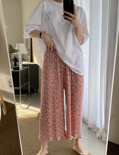 1+1 Retro Floral Pleated Pants