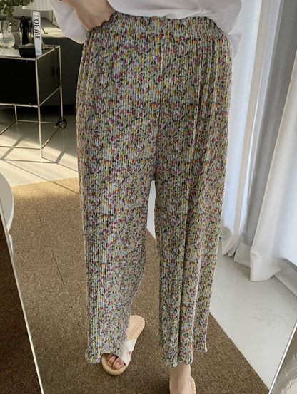 1+1 Retro Floral Pleated Pants