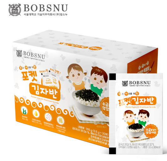 BOBSNU Korean Kids Pocket Seaweed (30 Pack)