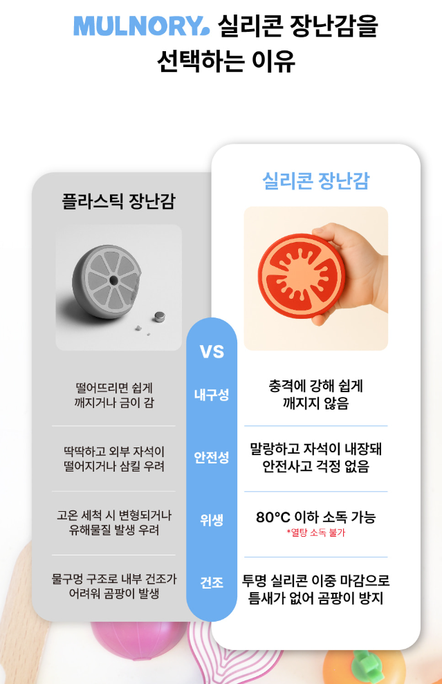 MULNORY 안전소재 실리콘 유아 장난감 채소
