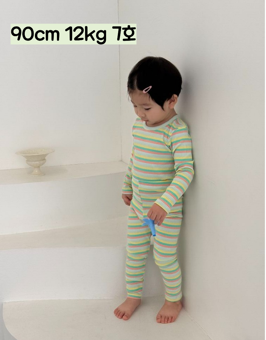 1PRO Rainbow Ribbed Kids Pajama Set