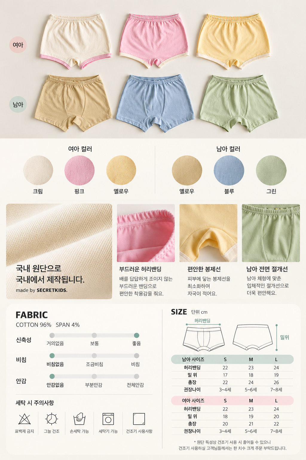 무자극 드로즈(속옷) 3종세트