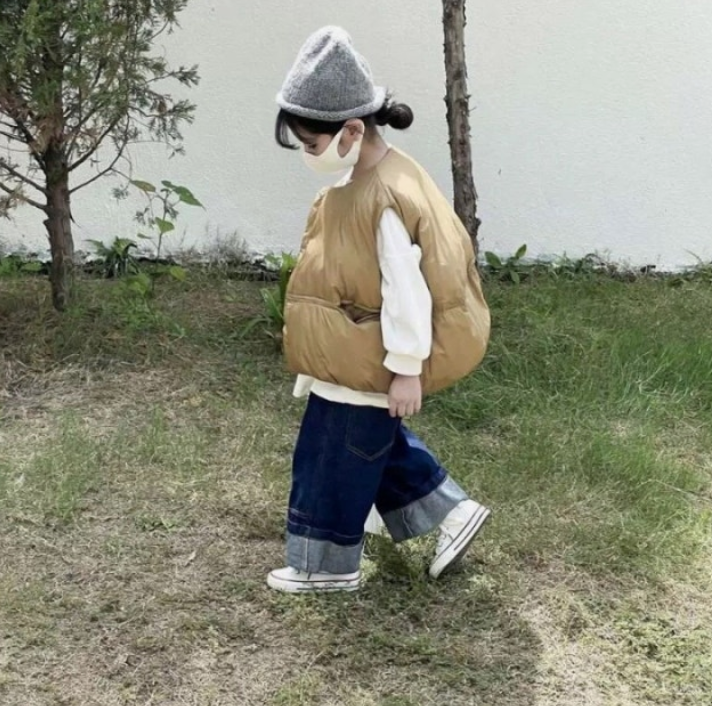 봉봉 오리털 조끼 (카키100)